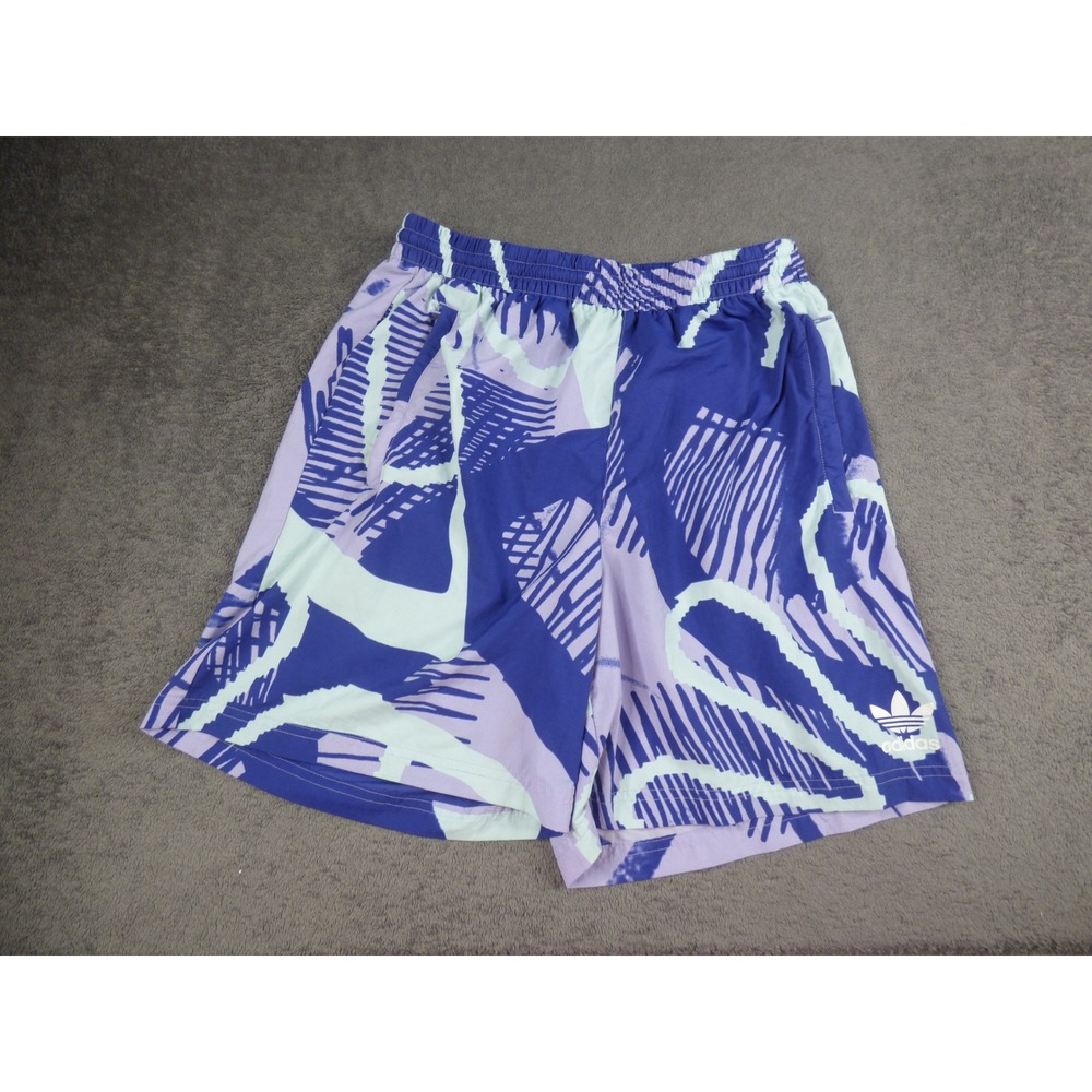 Adidas Originals Mens Purple Blue Abstract Graphic Print Shorts Size M 0786